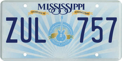 MS license plate ZUL757