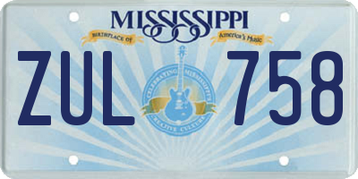 MS license plate ZUL758