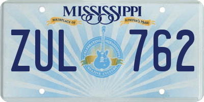 MS license plate ZUL762