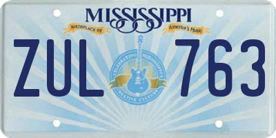 MS license plate ZUL763