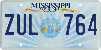 MS license plate ZUL764