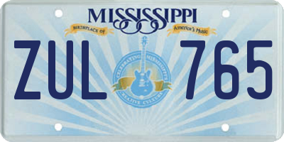MS license plate ZUL765
