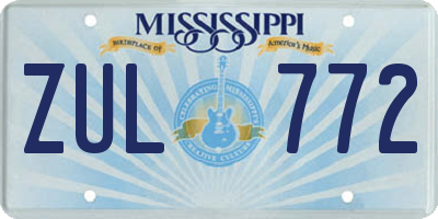 MS license plate ZUL772