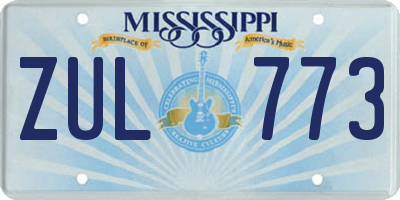 MS license plate ZUL773
