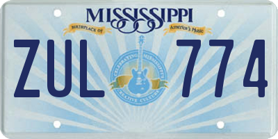 MS license plate ZUL774