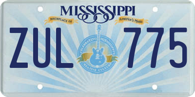 MS license plate ZUL775