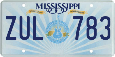 MS license plate ZUL783