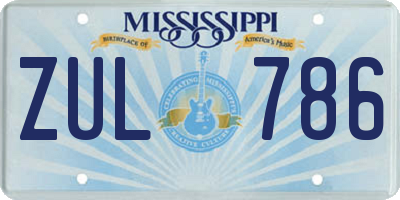 MS license plate ZUL786