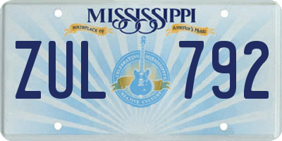 MS license plate ZUL792