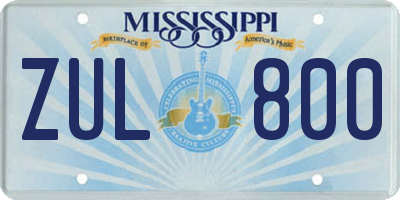 MS license plate ZUL800