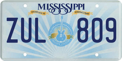 MS license plate ZUL809