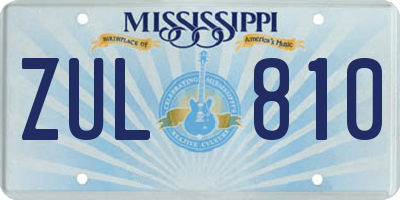 MS license plate ZUL810