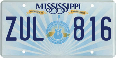 MS license plate ZUL816