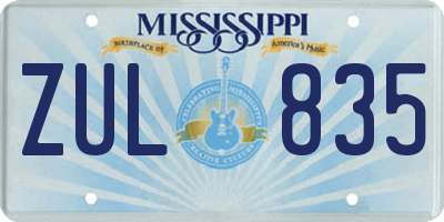 MS license plate ZUL835