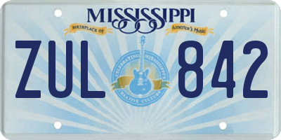 MS license plate ZUL842