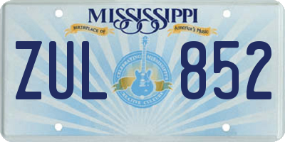 MS license plate ZUL852