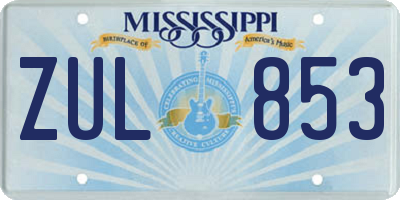 MS license plate ZUL853