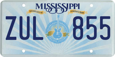 MS license plate ZUL855