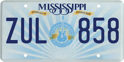 MS license plate ZUL858