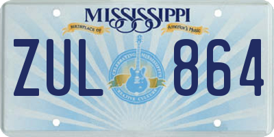 MS license plate ZUL864