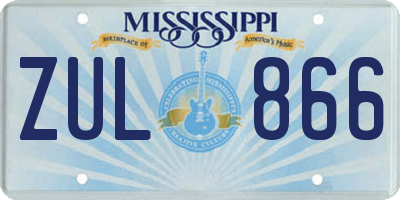 MS license plate ZUL866