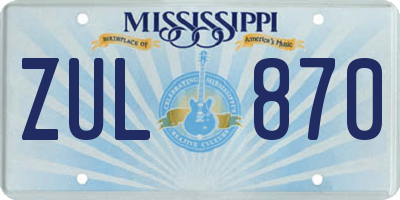 MS license plate ZUL870