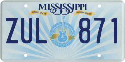 MS license plate ZUL871