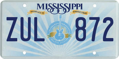 MS license plate ZUL872