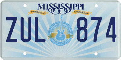 MS license plate ZUL874