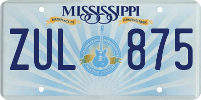 MS license plate ZUL875