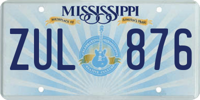 MS license plate ZUL876