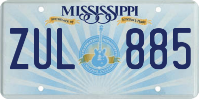 MS license plate ZUL885