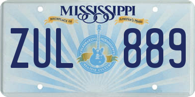 MS license plate ZUL889