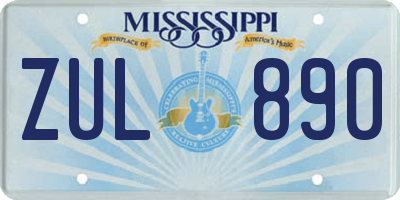 MS license plate ZUL890