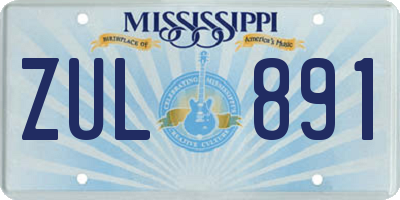 MS license plate ZUL891