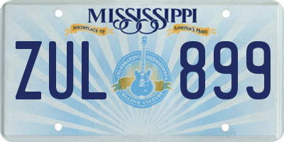 MS license plate ZUL899