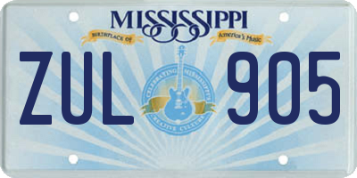 MS license plate ZUL905