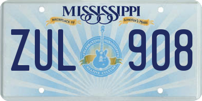 MS license plate ZUL908