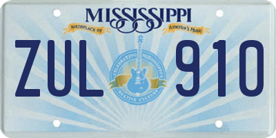 MS license plate ZUL910