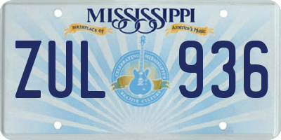 MS license plate ZUL936