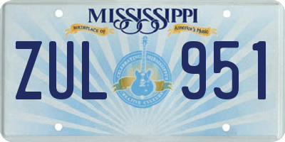 MS license plate ZUL951