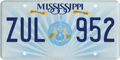 MS license plate ZUL952