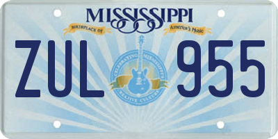 MS license plate ZUL955