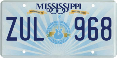 MS license plate ZUL968