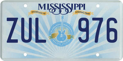 MS license plate ZUL976