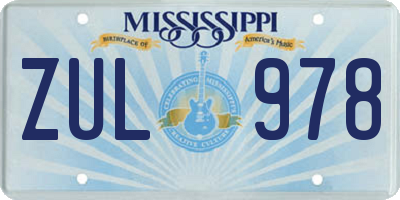 MS license plate ZUL978