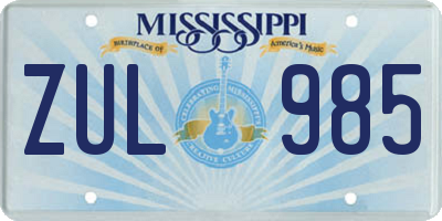 MS license plate ZUL985