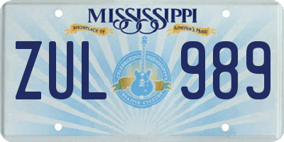 MS license plate ZUL989