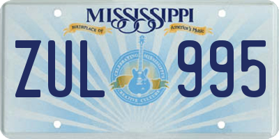 MS license plate ZUL995