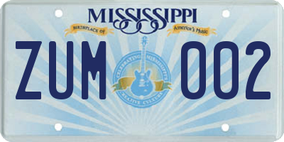 MS license plate ZUM002